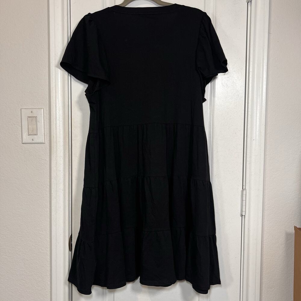 J. Crew Mini Dress Size XL Black Knit Broken-In Jersey Tiered Cotton Casual NWT - Picture 3 of 12